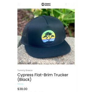 NEW Tommy Breeze Surfer Cypress Tree Trucker Hat Art to Wear Flat-Brim